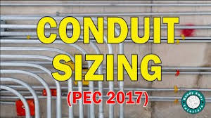 conduit sizing based on pec 2017 you