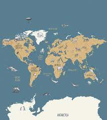 world map wallpaper in bleu by caselio