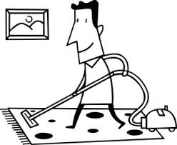 carpet cleaner man cartoon vector