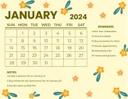 free january 2024 calendar template