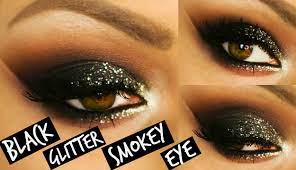 black glitter smokey eye makeup laura
