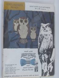 retro 70s owl family cotton rug canvas