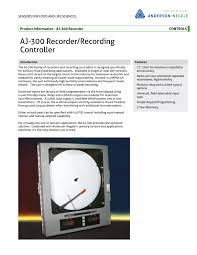 Aj 300 Recorder Recording Controller Anderson Instrument