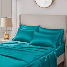 Madison Park Satin 6 Piece Teal Solid