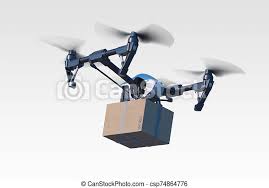 realistic drone quadcopter delivering