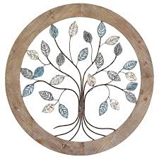 34in Wood Metal Wall Tree Decor At Home
