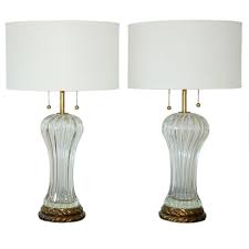 Vintage Murano Clear Glass Lamps By The