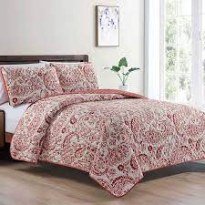 3pc paisley rust quilt q at home
