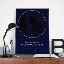 Star Map Print Blue Star Chart Personalised Map Of The Stars Perfect Gift For Weddings Births New Baby Birthday Anniversary Engagement