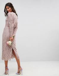 Design Lace Long Sleeve Midi Pencil Dress Dresses Lace