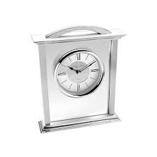 London Clock Silver Tone Glass Mantel
