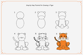 Draw a circle for the head and an oval just below the follow the steps below for a cute and easy tiger craft idea. How To Draw A Tiger Step By Step For Kids