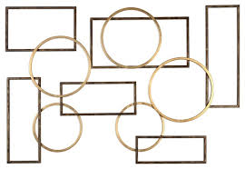 Crafted from cast iron, this handmade piece. 60 Bronze Gold Metal Abstract Wall Art Geometric Shapes Open Contemporary Metal Wall Art By My Swanky Home Houzz