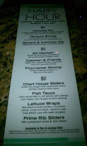 Happy Hour Menu Picture Of Chart House Restaurant Fort