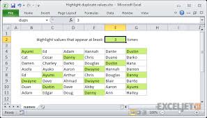 Excel Formula Highlight Duplicate Values Exceljet