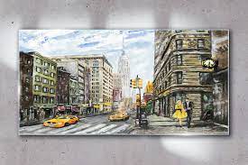 New York City Glass Wall Art Coloray