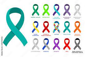 diffe colored awareness ribbon