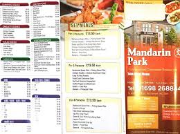 menu at mandarin restaurant motherwell