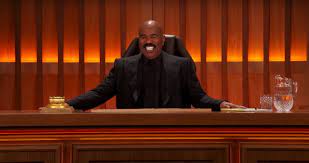 Steve Harvey's the judge in a courtroom ...