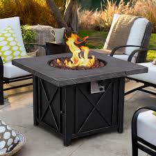 A propane fire pit is an ideal place for your family and friends to enjoy outdoor activities while preparing a barbecue. Arlmont Co Norris 24 5 H X 34 5 W Propane Outdoor Fire Pit Table Reviews Wayfair