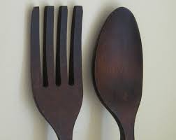 Large Wooden Fork And Spoon Wall Decor