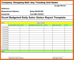 Daily Sales Report Analysis Status Template Free Excel 2007