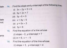 14 Find The Slope And Y Intercept Of