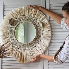 Wicker Ivory Lion Face Mirror Nursery