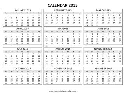 2015 One Page Calendar Template Printable Calendar Template 2015
