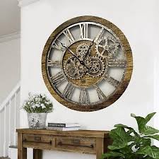 Inch Real Moving Gear Wall Clock Gold
