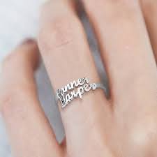 silver two name ring couple name ring