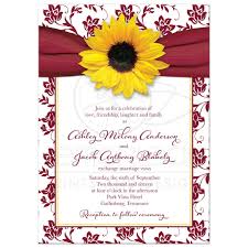 Fall Sunflower Wedding Invitation Burgundy Yellow