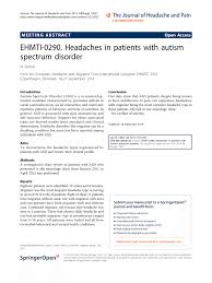 Pdf Ehmti 0290 Headaches In Patients With Autism Spectrum