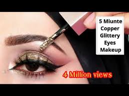 5 minute copper glittery eyes makeup