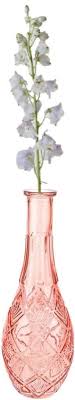 Glass Bottle Vase 30cm Pink Tinted