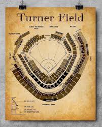 Turner Field Baseball Seating Chart 11x14 Unframed Art Print Great Sports Bar Decor And Gift Under 15 For Baseball Fans