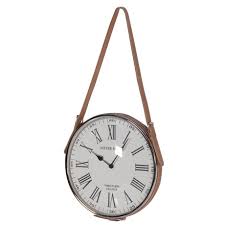 Chrome And Leather Wall Clock