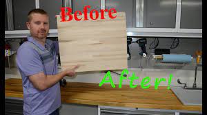 We are making a desk from a birch butcher block and i like the natural wood color. Butcher Block Countertop Finishing And Installing Youtube