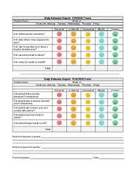 Daily Behavior Chart Self Teacher Report Comparisons Self Monitoring