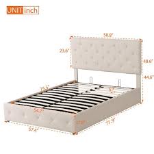 linen tufted platform bed