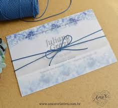 Convite De Casamento Floral Azul