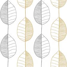 i love wallpaper fika leaf wallpaper in white and grey and mustard
