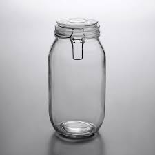 Choice 76 Oz Hinge Top Glass Storage Jar