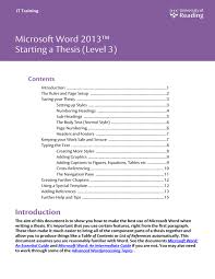microsoft word 2016 starting a thesis