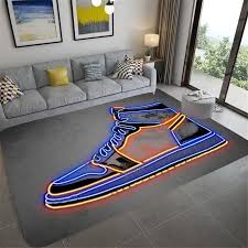 neon sign sneaker shoes carpet area rug