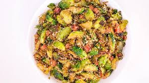 Crispy roasted brussel sprouts with bacon. Brussels Sprouts With Bacon Recipe Rachael Ray Show
