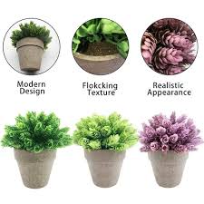 small artificial potted plants 3 pack