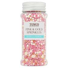 tesco pink and gold sprinkles 80g