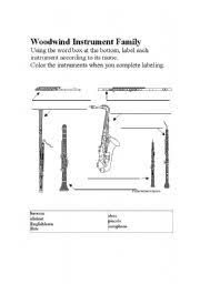 english worksheets woodwind instrument