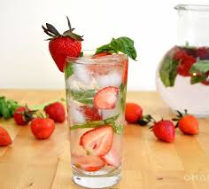 strawberry basil water food